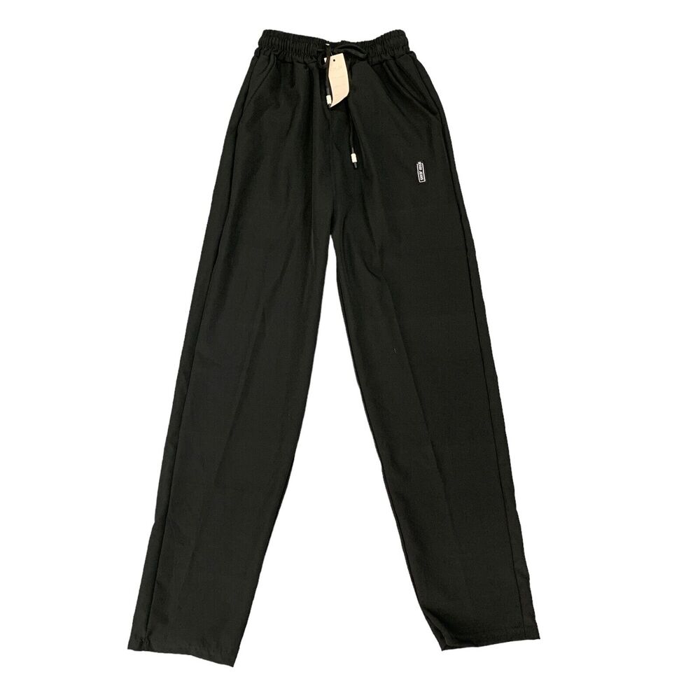 Chase New Design Pant Women M Medium Black Drawstring Straight Leg Loose Fit